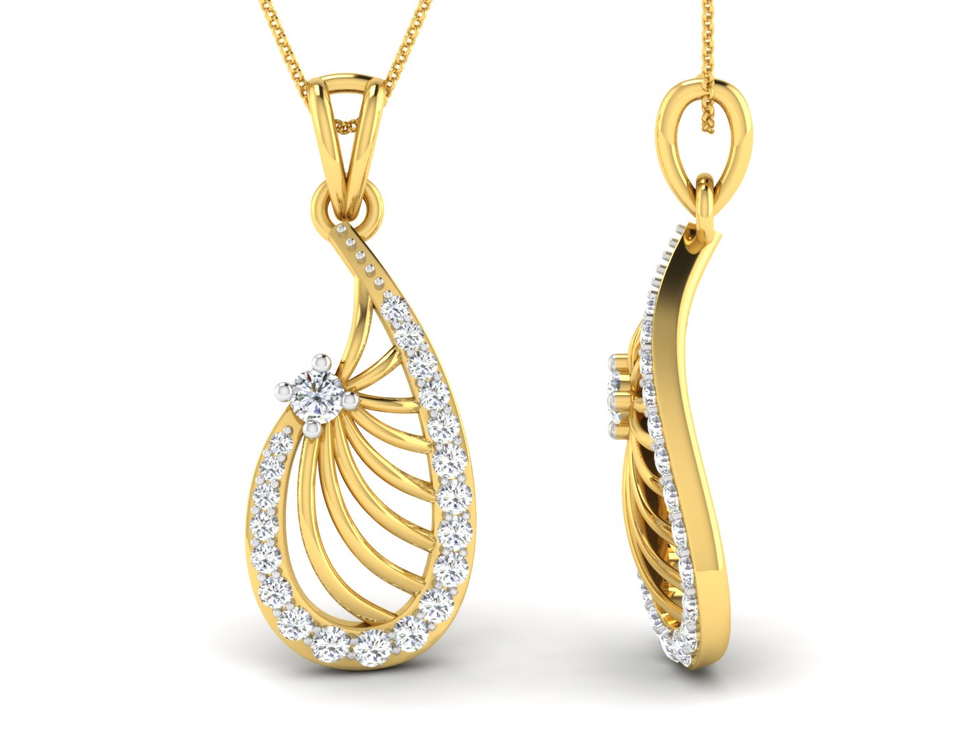 Diamond Pendant Set 3D CAD Files | Luxury Pendant Jewelry Design | CAD File Studio