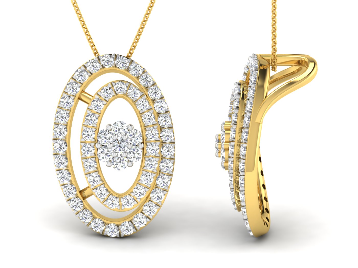 Diamond Pendant Set 3D CAD Files | Luxury Pendant Jewelry Design | CAD File Studio