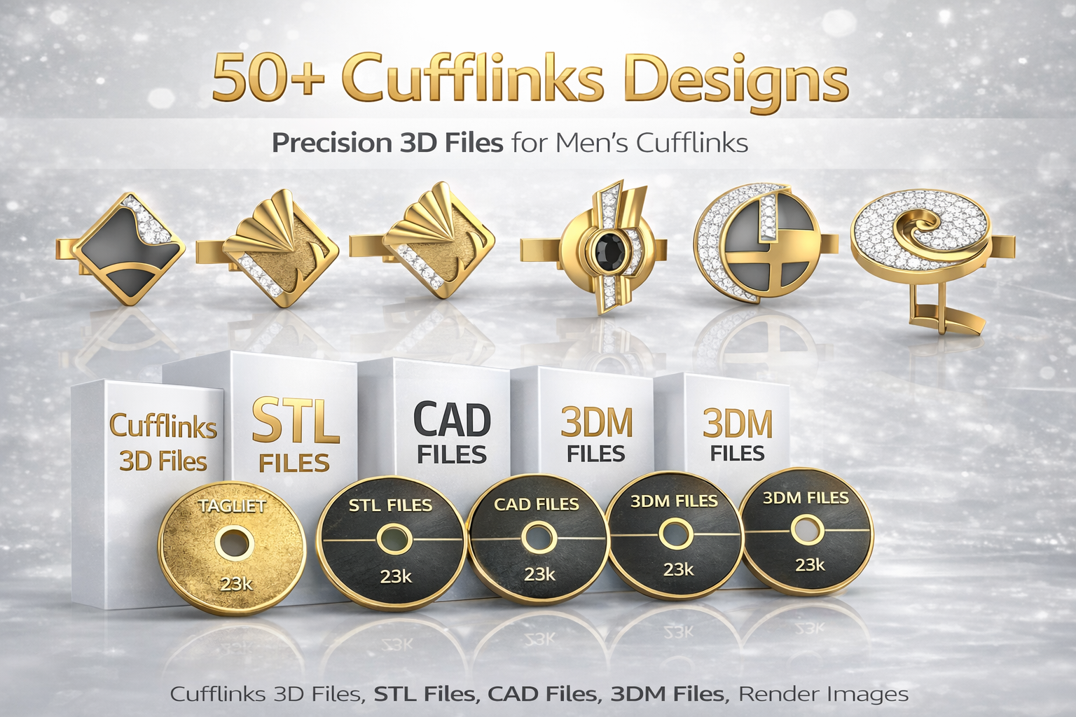 Cufflinks Modern Jewelry Design 3D CAD File for Gold & Diamond Manufacturing | CAD File Studio