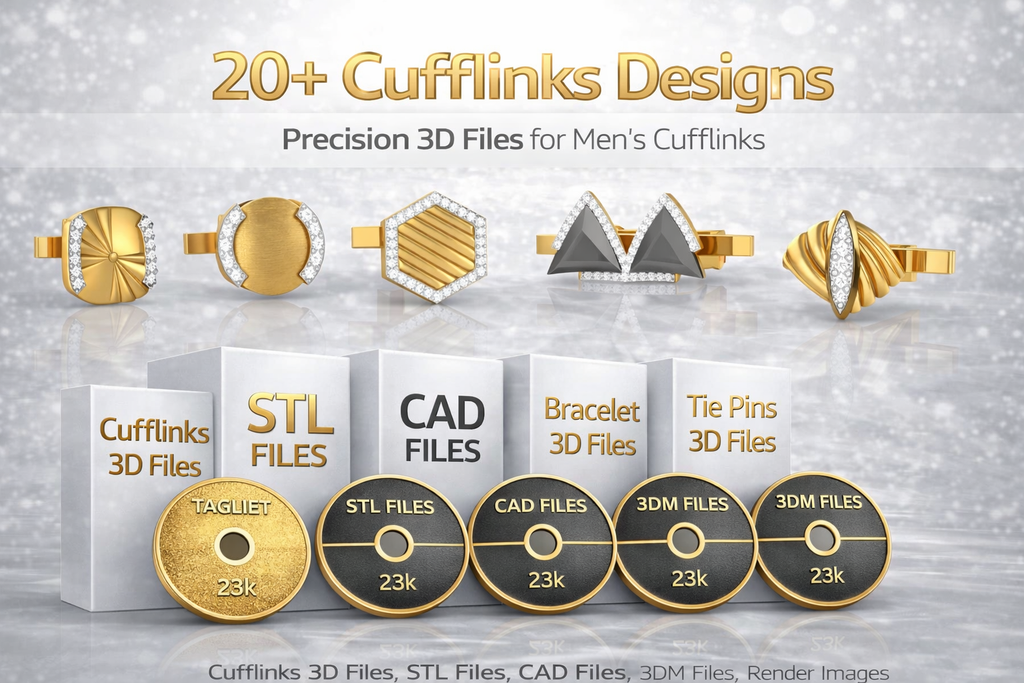 Classic Round Cufflinks Jewelry 3D CAD Design