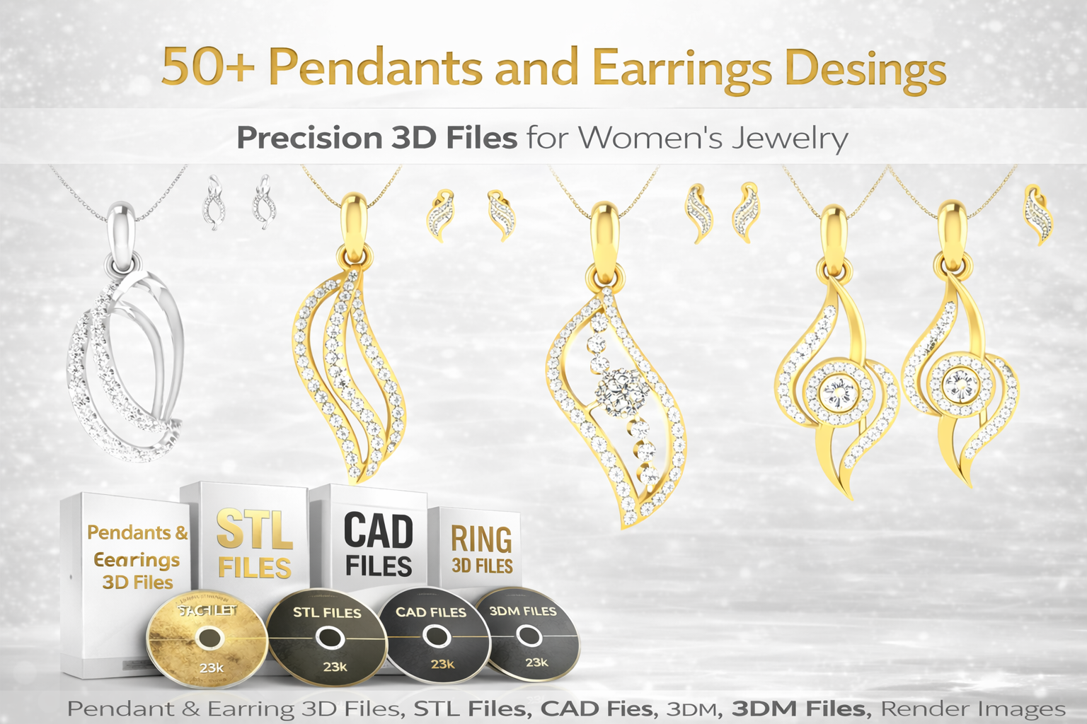 Diamond Pendant & Earring 3D CAD Files