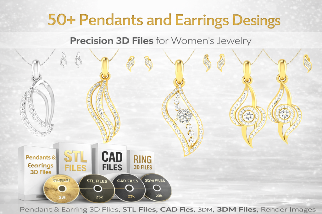 Diamond Pendant & Earring 3D CAD Files