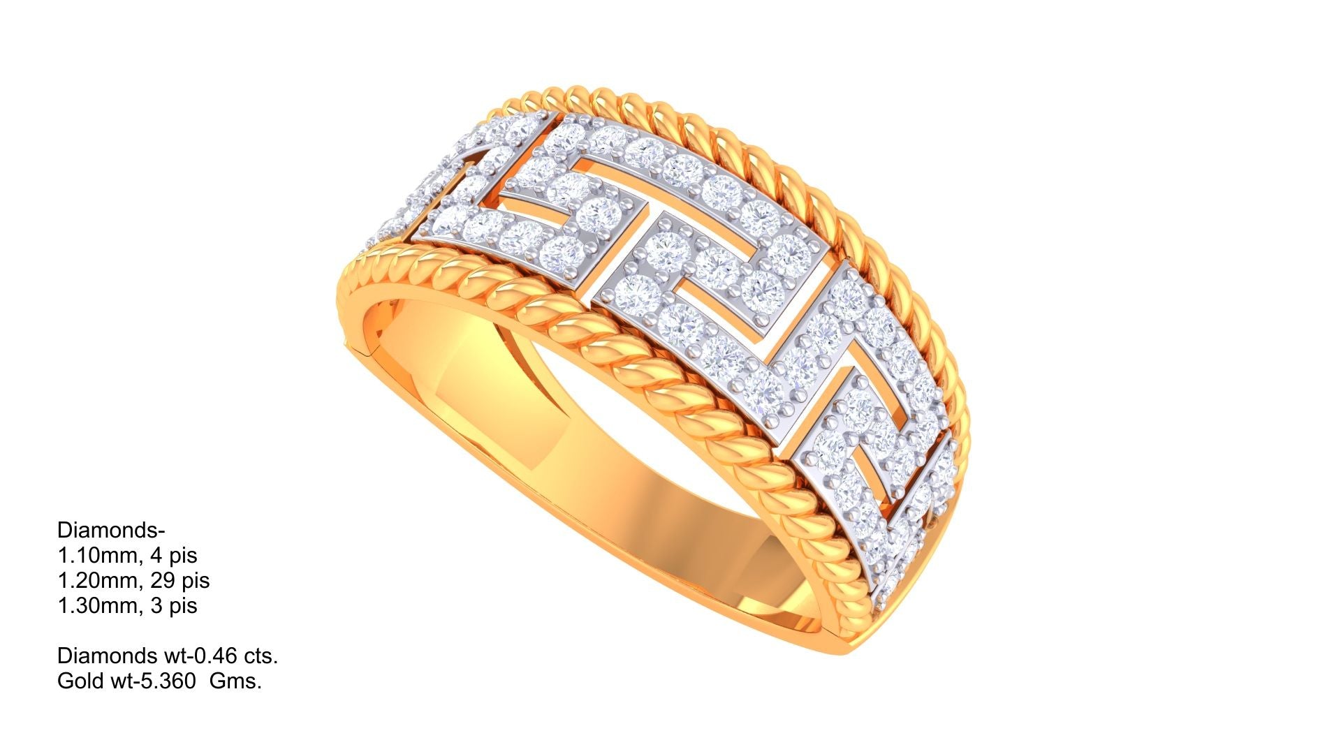 Gents Diamond Ring 3D CAD File | Luxury Men’s Ring Design for Jewelry Manufacturing | CAD File Studio